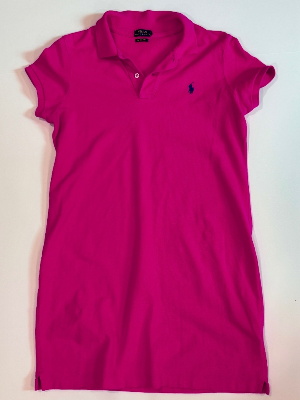Polo Ralph Lauren Womens Hot Pink The Mesh Mini Polo Dress Size Large Cotton
